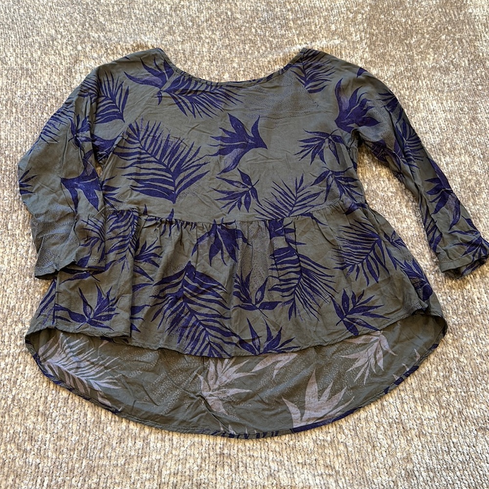 Roxy Landslide Relaxed Peplum Swing Tropical Floral Top